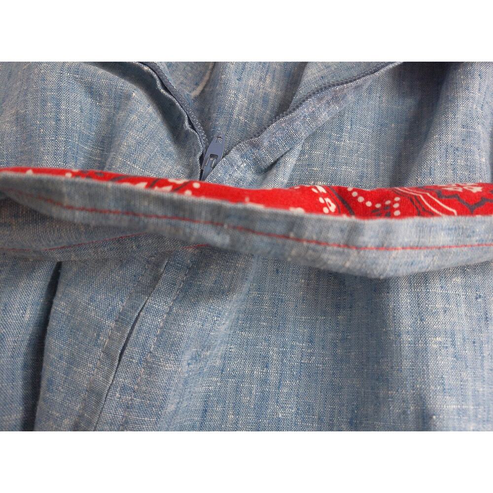Vintage Blue Denim Look Dress Bandana Print Western Boho Costume LA - Picture 9 of 10